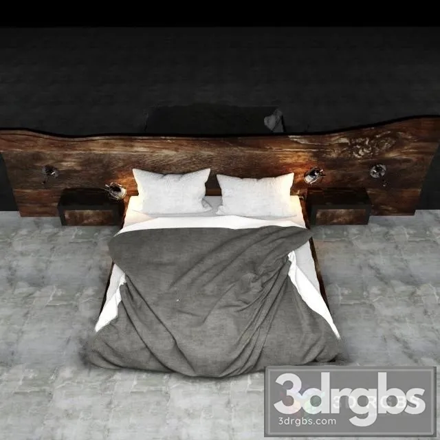 Wooden Headborad Bed 3dsmax Download