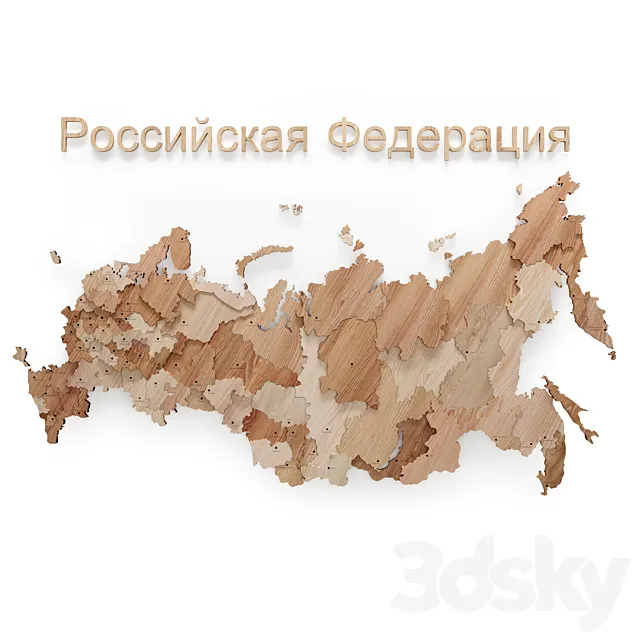 Wooden map of Russia 3ds Max