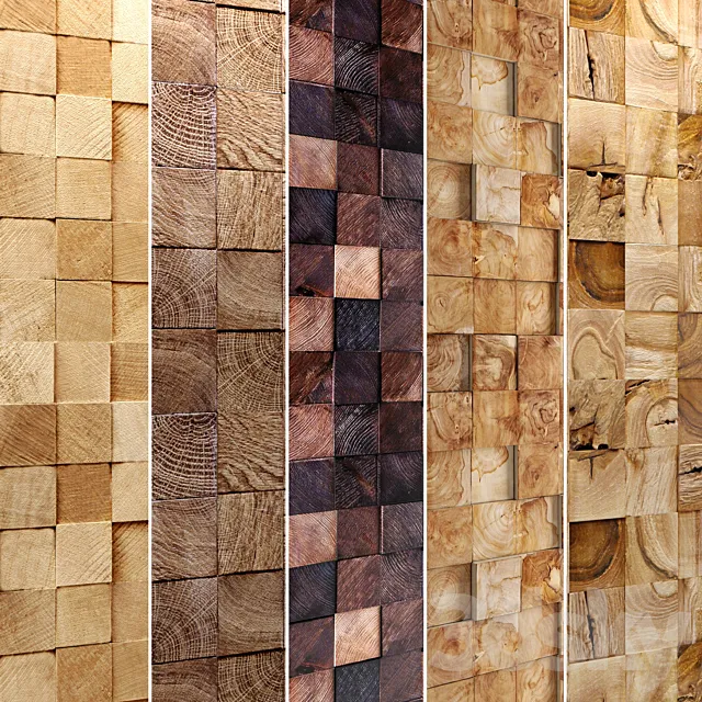 Wooden mosaic Collection decor for walls panels eco style natural decor design 3DS Max Model