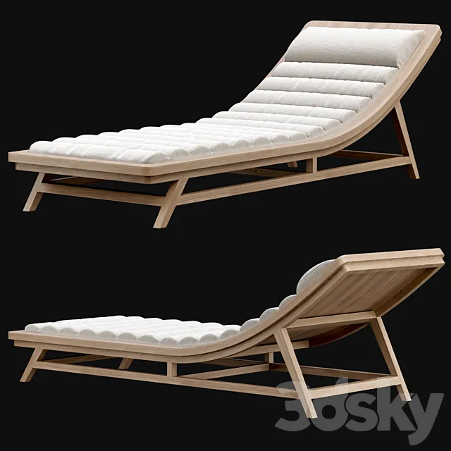 Wooden outdoor chaise lounge L15 3DS Max Model