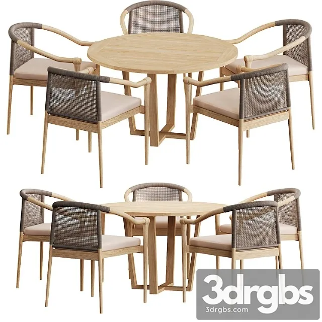 Wooden outdoor dining sets round dining table with 5 chairs