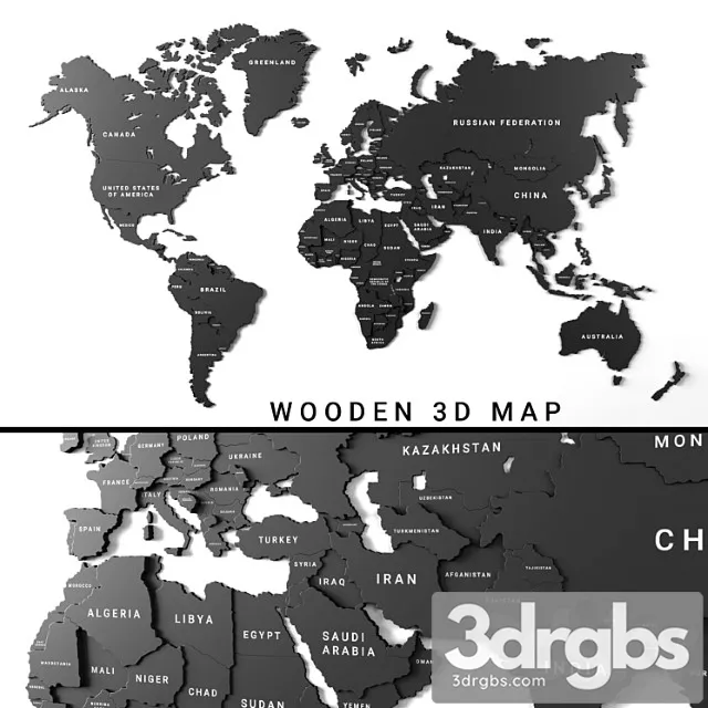 Wooden Panel World Map 3 3dsmax Download