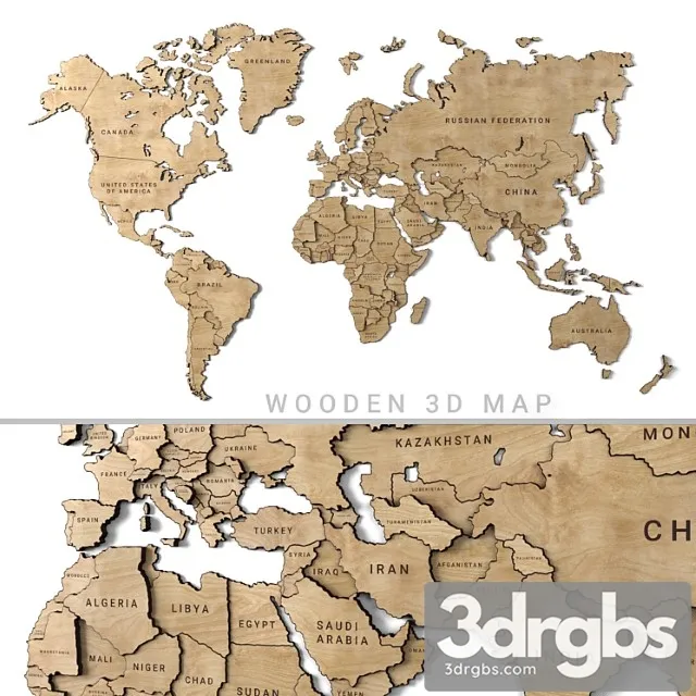 Wooden Panel World Map