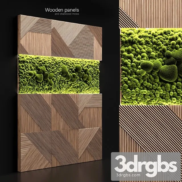 Wooden panels and stabilized moss 3dsmax Download