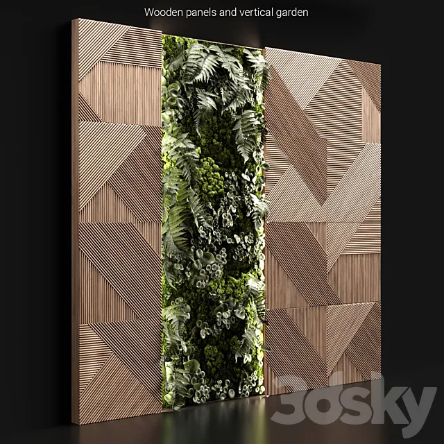 Wooden panels and vertical garden 2 3DSMax File