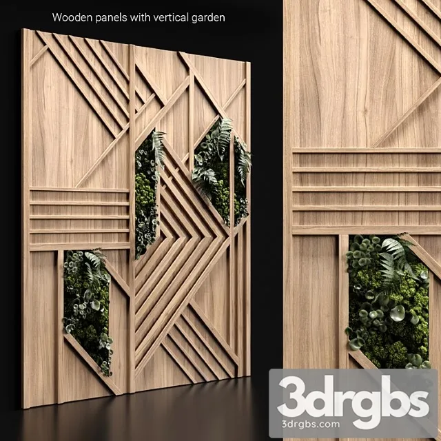 Wooden panels and vertical garden 3 3dsmax Download