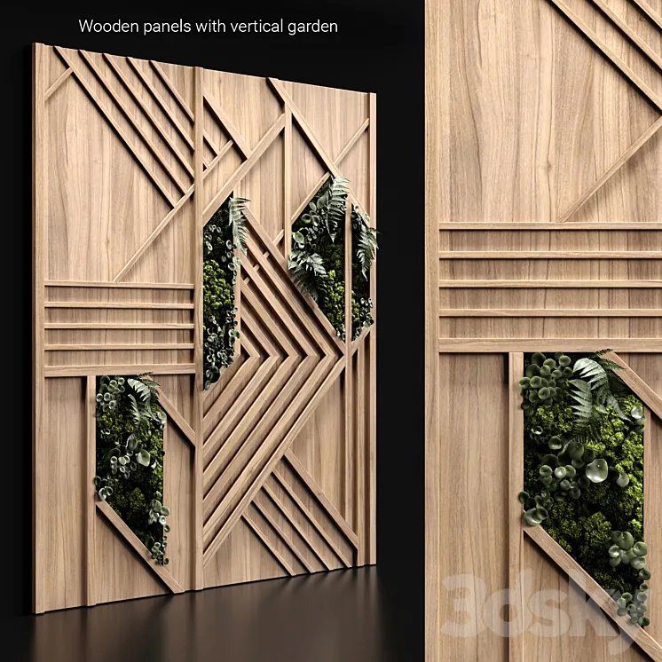 Wooden panels and vertical garden 3 3DS Max