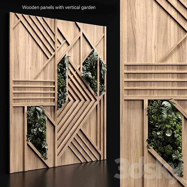 Wooden panels and vertical garden 3 3DSMax File
