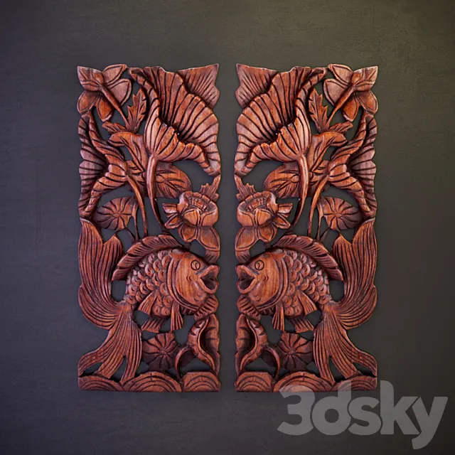 Wooden panels “Pisces” 3ds Max