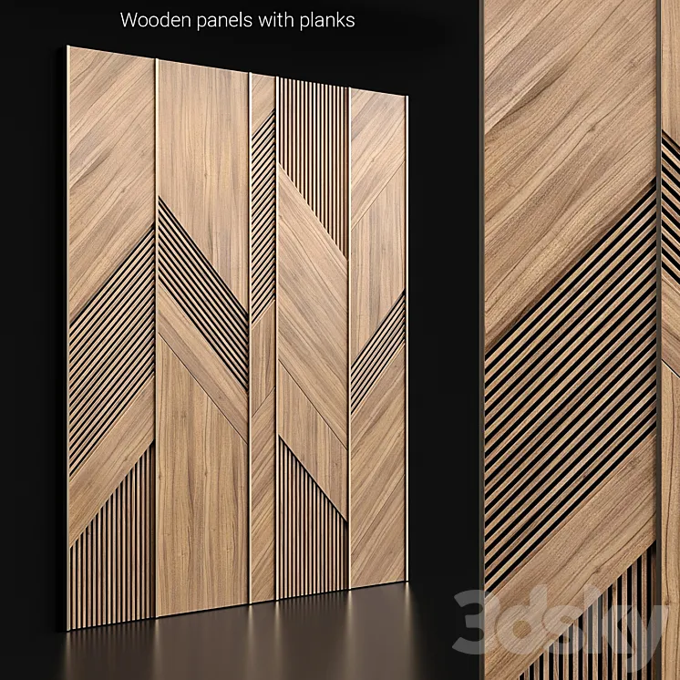 Wooden panels with planks 3DS Max