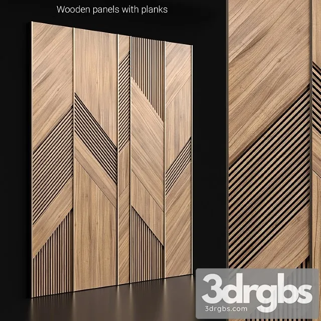 Wooden panels with planks_1 3dsmax Download