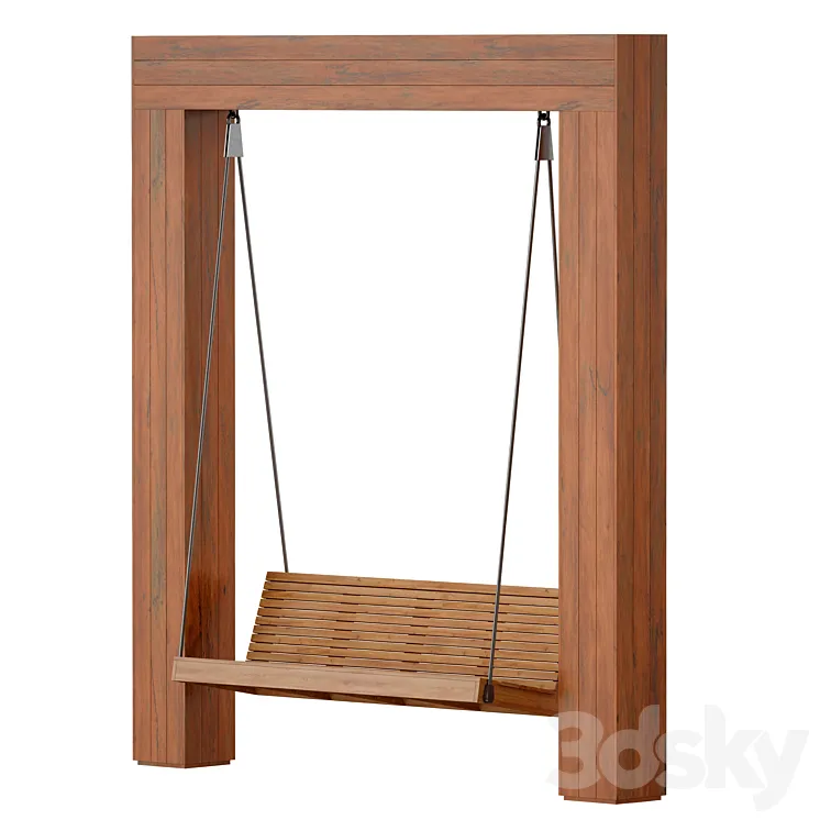 Wooden park swing made of light wood 3DS Max