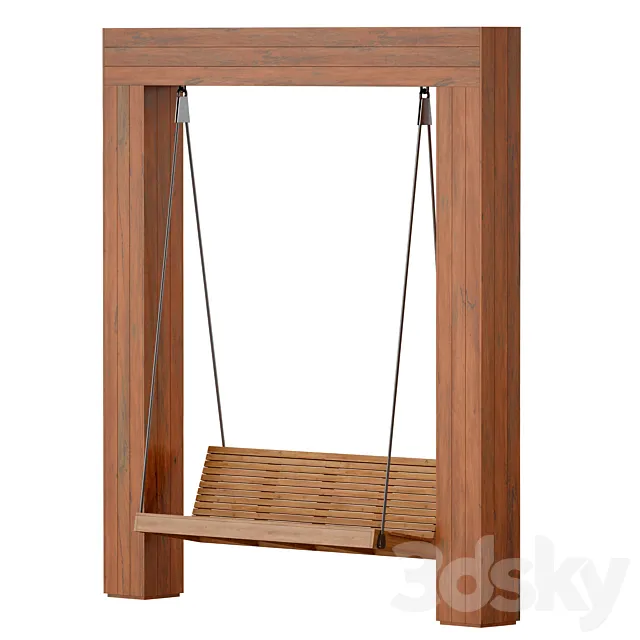 Wooden park swing made of light wood 3dsMax Model