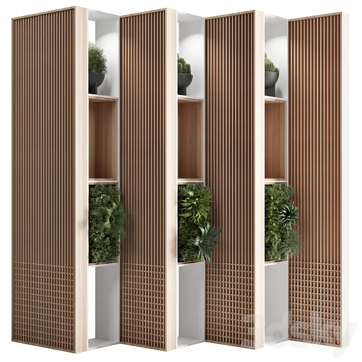 Wooden Partition With Plant 01 3DS Max Model