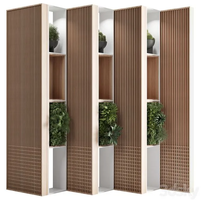 Wooden Partition With Plant 01 3dsMax Model
