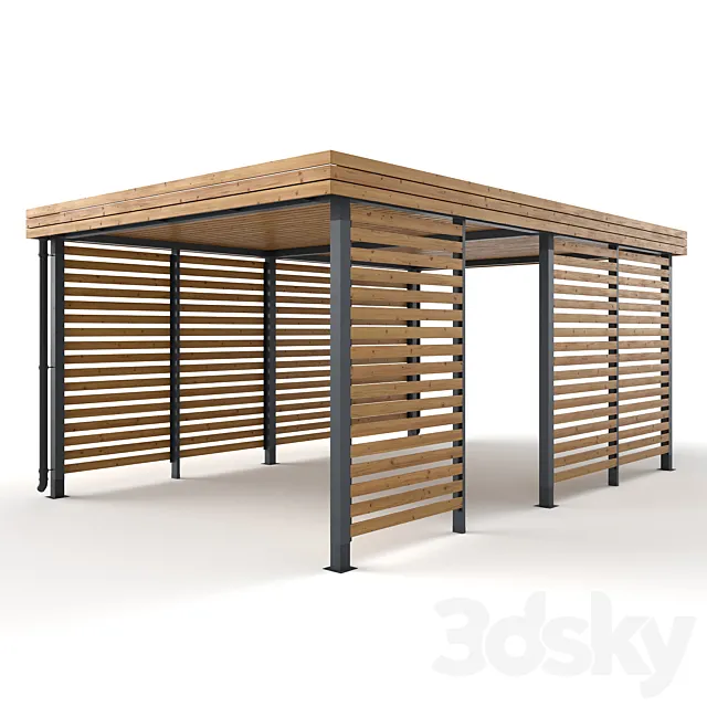 Wooden pergola canopy 4 3DS Max Model