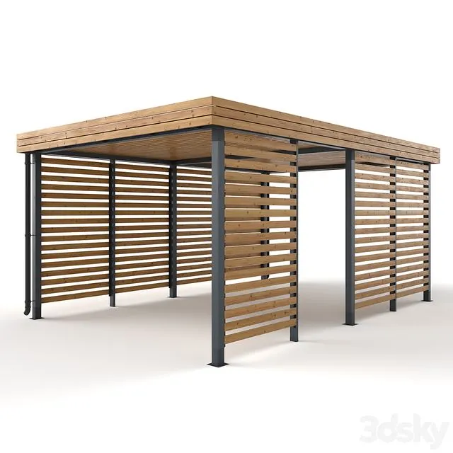 Wooden pergola canopy 4 3dsMax Model