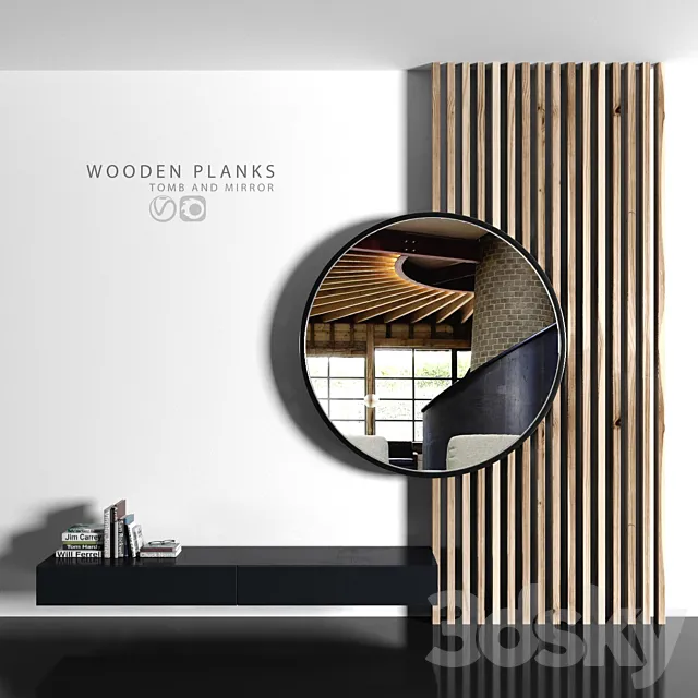 Wooden planks and mirror 3DS Max Model