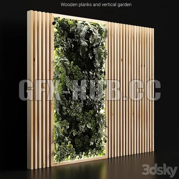 Wooden Planks and Vertical Garden 3dsMax Model