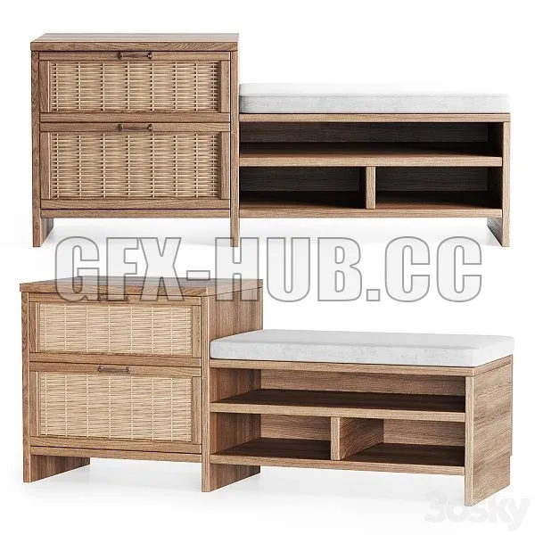 Wooden Rattan Couch 3dsMax Model