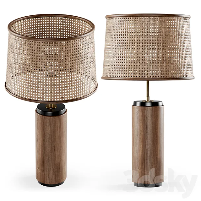 Wooden rattan table lamp _ rattan table lamp 3DSMax File