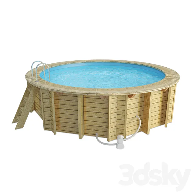 Wooden Round Swimming Pool 3ds Max