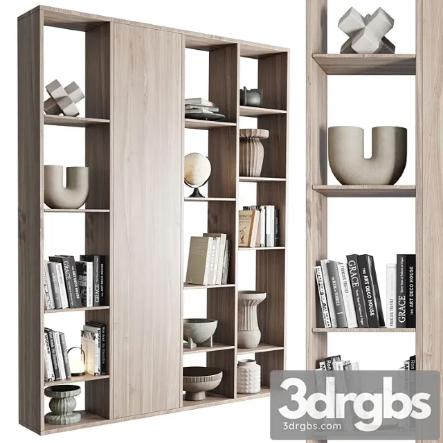 Wooden Shelves Decorative With Vase and Book 3dsmax Download
