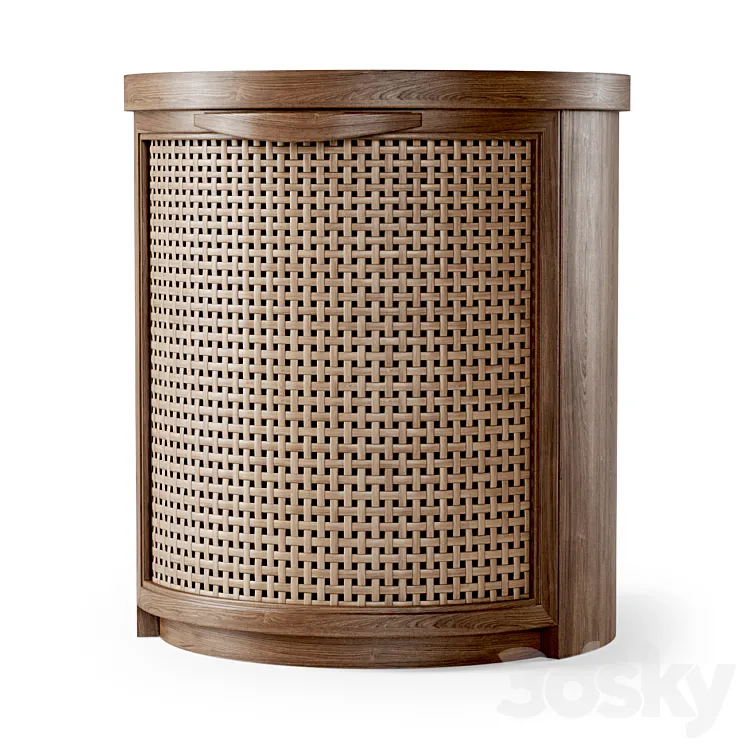 Wooden side table \/ Rattan bedside table 3DS Max Model