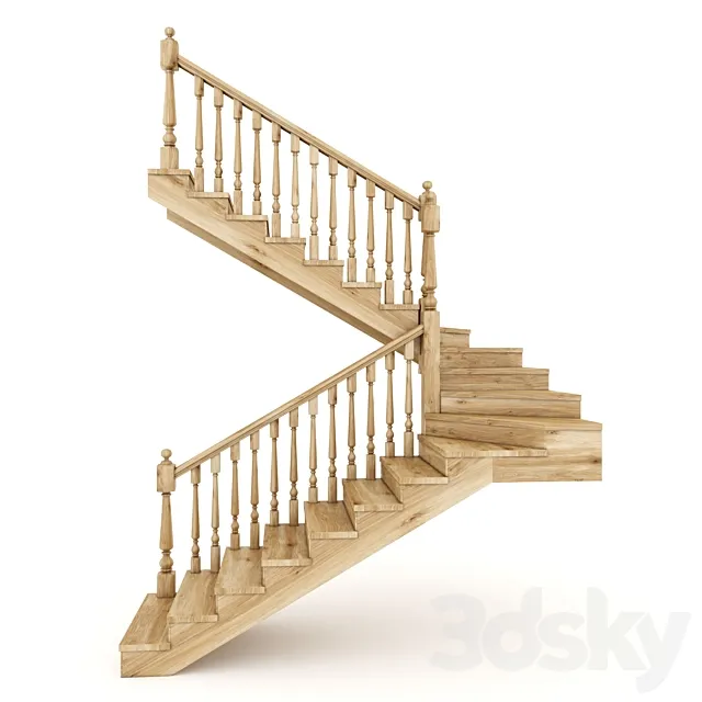 Wooden staircase 2 3DS Max Model