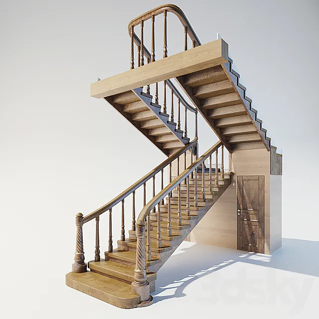 wooden staircase 3DS Max Model