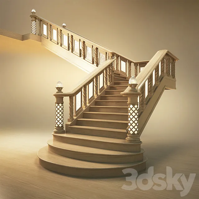 Wooden staircase 3DS Max Model