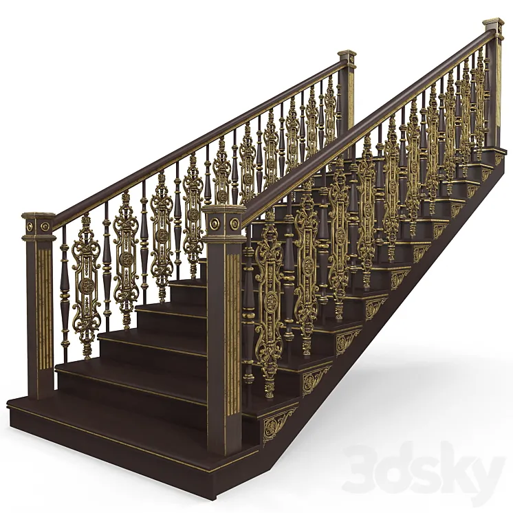 wooden stairs 002 3DS Max Model