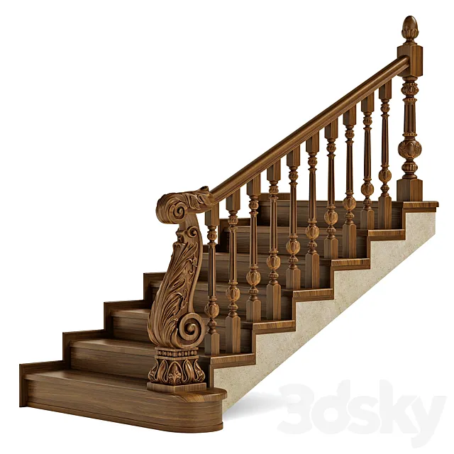 Wooden stairs 003 3dsMax Model