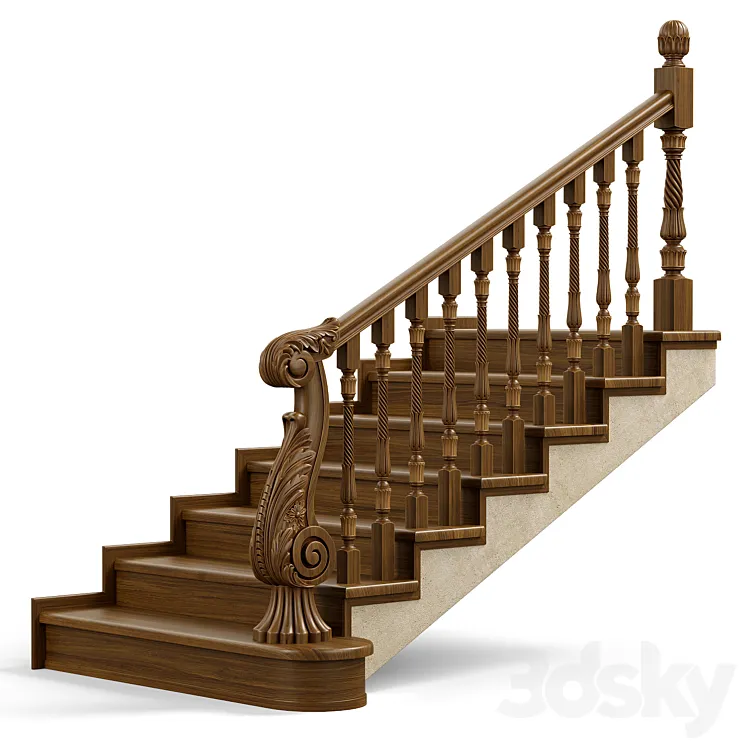Wooden stairs 004 3DS Max Model