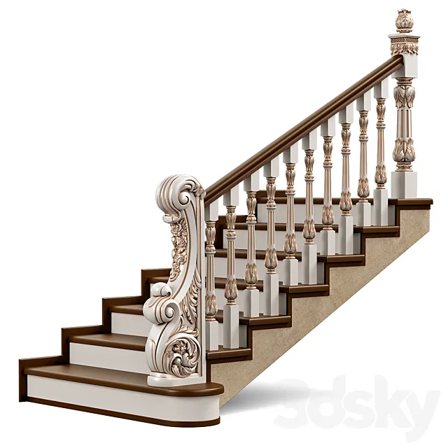 Wooden stairs 008 3DS Max Model