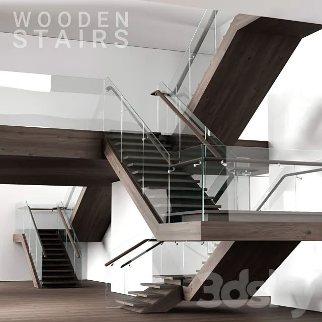 Wooden stairs 2 3ds Max