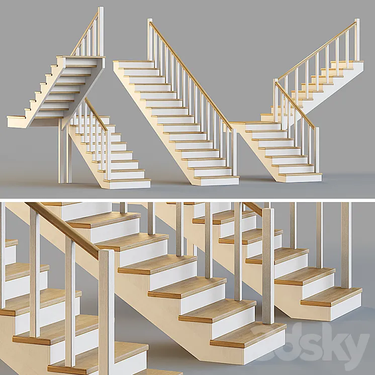Wooden stairs for a private house 1 3DS Max
