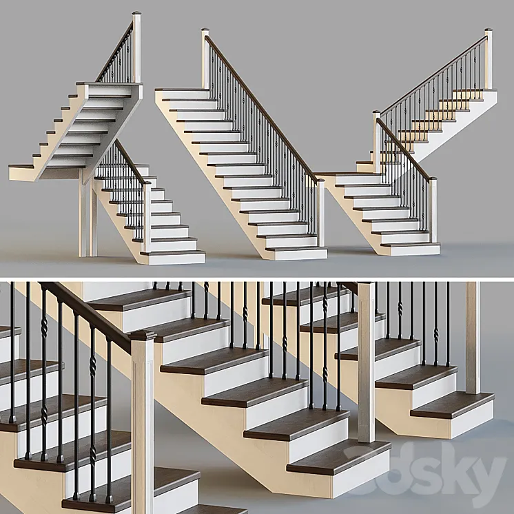 Wooden stairs for a private house 3 3DS Max