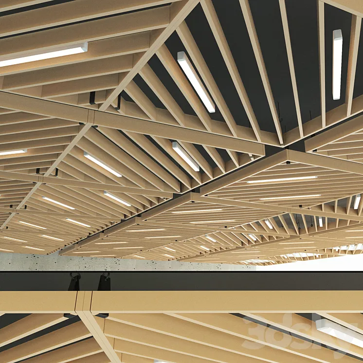 Wooden suspended ceiling 13 3DS Max