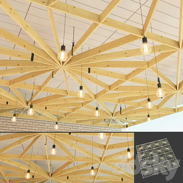 Wooden suspended ceiling 5 3ds Max