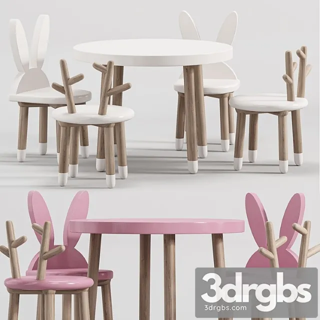 Wooden Table Chair Set For Kids 2 3dsmax Download