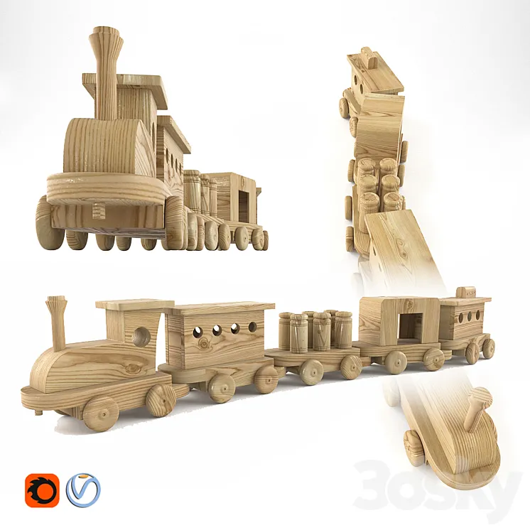 Wooden Toys_Train 3DS Max