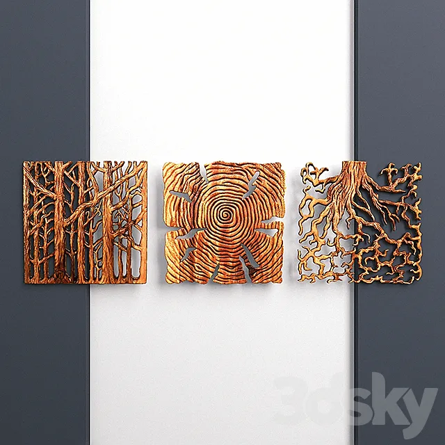 «Wooden Triptych Wall Panel» 3DSMax File
