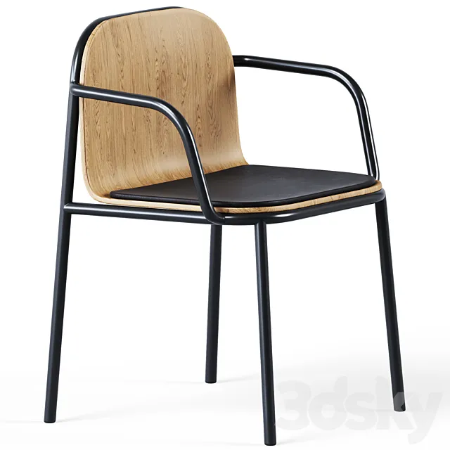 Wooden Upholstered Shell Armrest Chair by Annud 3ds Max