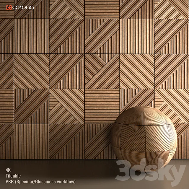 Wooden wall panel 3DS Max Model