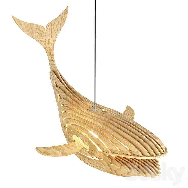 Wooden Whale Lamp 3DS Max Model
