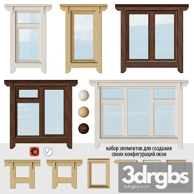 Wooden Windows With Platbands 1 Designer 3dsmax Download