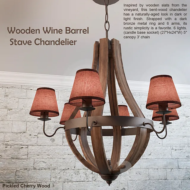 Wooden Wine Barrel Stave Chandelier 3DS Max Model