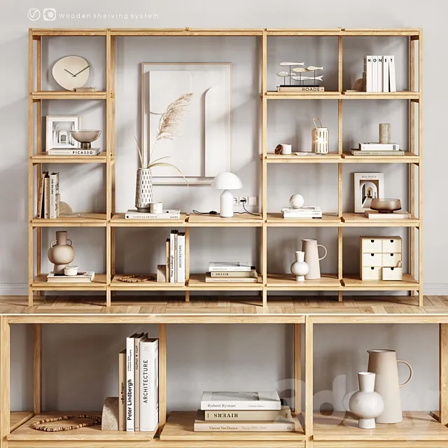 Wooden_Shelving_and_decor 3DSMax File