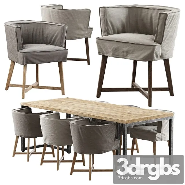 Woodie stoel + industrial table 3dsmax Download